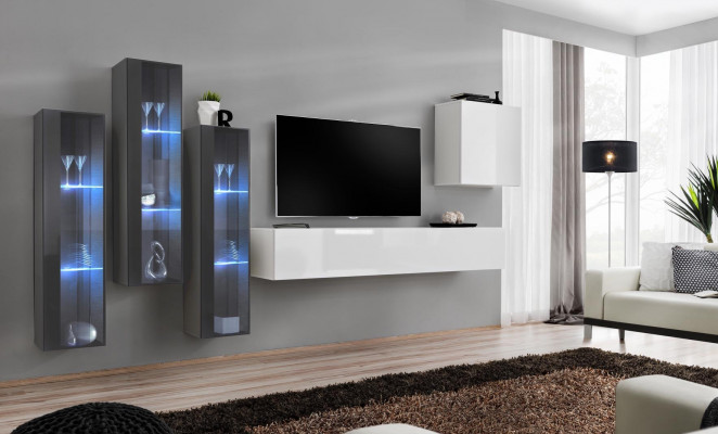 Woonkamer meubelkast set design woonkamer dressoir wandplank hangende vitrine