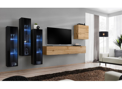 Moderne woonkast bruin tv-standaard wandkast houten meubels ontwerper hoogglans