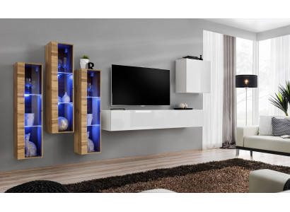 Compleet set 5-delige woonkamer houten meubilair modern design set hoogglans