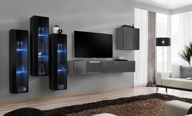 Ontwerper Grijze woonkamer TV-standaard Compleet hoogglans dressoir Wandkast
