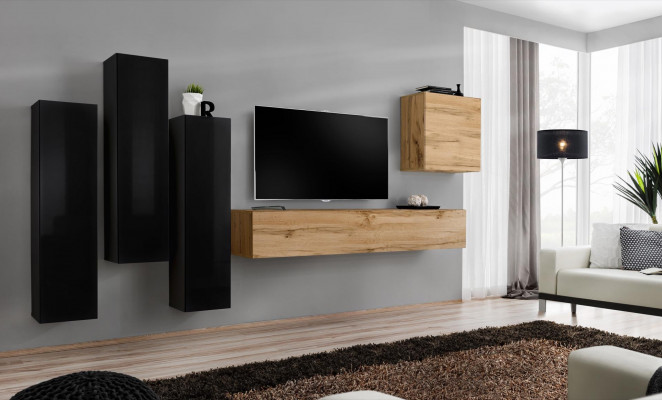 Zwart woonkamer compleet set dressoir RTV kast wandmeubel luxe meubels