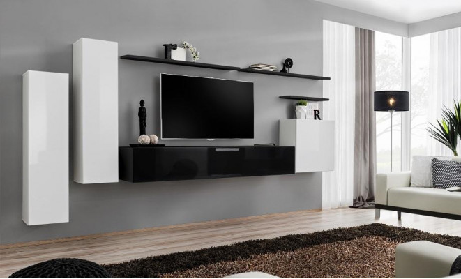 Woonkamerwand wandkast kast tv-standaard dressoir plank woonkamer inrichting