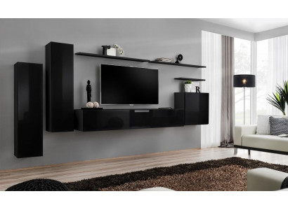 Complete set van 7 stuks Zwart woonkamer TV-standaard Woonkamer ontwerpwandscherm