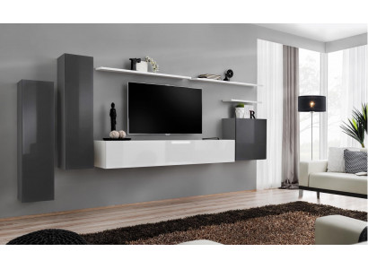 Wandmeubel Grijs Meubels Woonkamer Designer Luxe TV-standaard Hout Wandplank Compleet