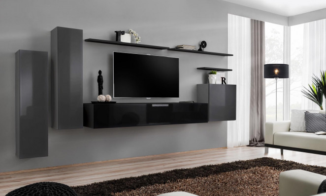 Luxe woonkamer Moderne designmeubelen Grijze wandmeubel TV-standaard Wandplank