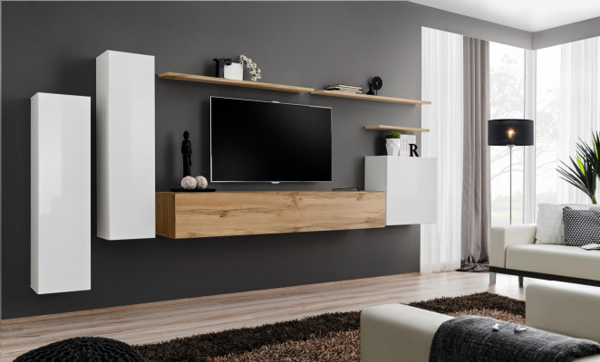 Designer woonwand wandplank set 7-delig luxe modern woonkamermeubilair.