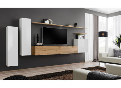 Designer woonwand wandplank set 7-delig luxe modern woonkamermeubilair.