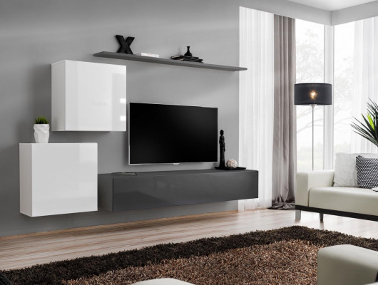 Wandmeubel woonkamerset grijs dressoir wandrek 4-delig set designhout nieuw