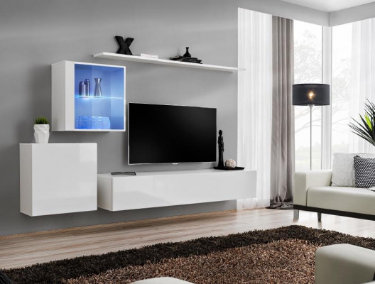 Volledige set woonwand tv-standaard hoogglans luxe dressoir wit nieuw ontwerp