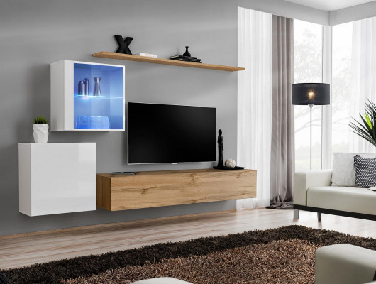 Wandmeubel 260 cm Luxe Wandkast Woonkamer meubels Planken Inrichting Modern