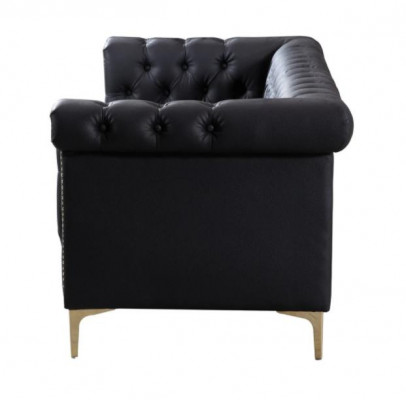 Zwarte driezits Chesterfield moderne designbank van leer, designermeubels