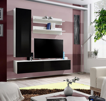 Moderne woonkamer luxe inrichting tv-standaard wandkast.