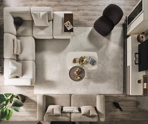 Beige hoekbank Luxe L-vorm bank Designer fauteuil Luxe meubels met bekleding