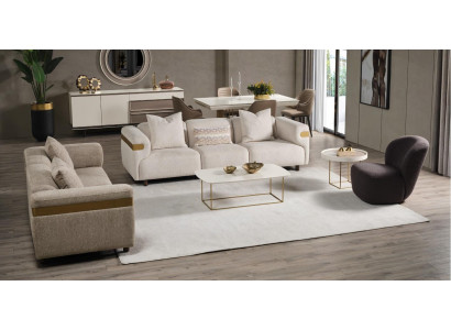 Moderne Beige Bankstel 4+3 zits + fauteuil Woontuin Luxe set 3-delig