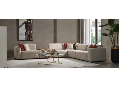 Beige woonkamer bank ontwerper hoekbank L-vorm luxe bank meubels