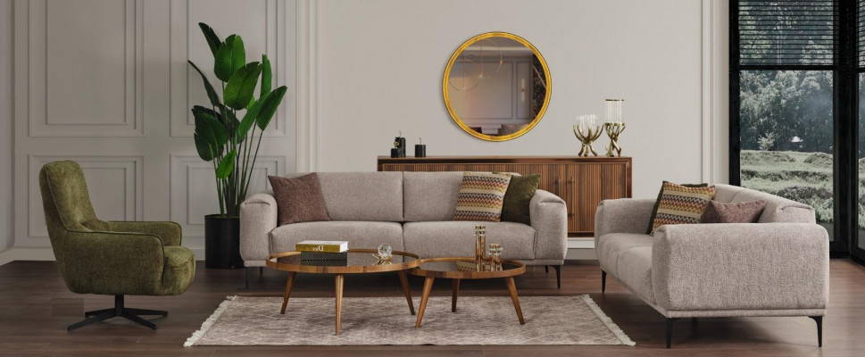 Woonkamerbankstel Designer Set 3+2+1 Zits Luxe Beklede Meubels