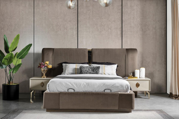 Slaapkamer set Ontwerper bed 2x Nachtkastjes Kaptafel Spiegel