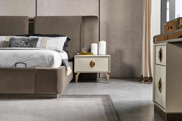 Slaapkamer set Ontwerper bed 2x Nachtkastjes Kaptafel Spiegel