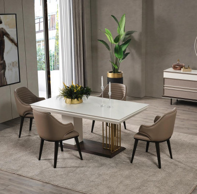 Eetkamer meubels Designer eettafel 4 stoelen Compleet set 5-delig