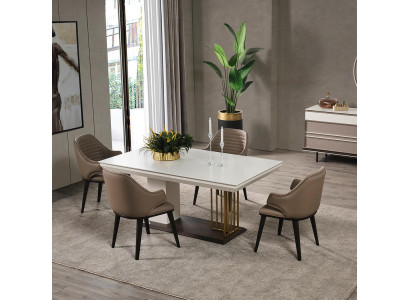 Eetkamer meubels Designer eettafel 4 stoelen Compleet set 5-delig
