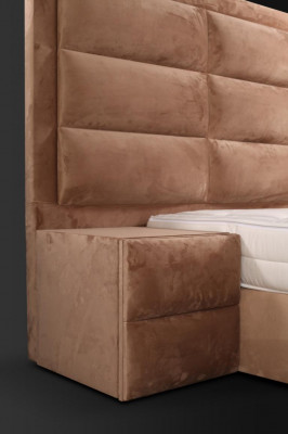 Klassiek bed hout bruin Slaapkamer meubels Ontwerp elegant Stof nieuw