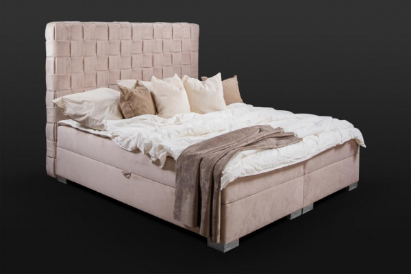 Beige slaapkamerbedden gestoffeerd bed Chesterfield textiel stof nieuw