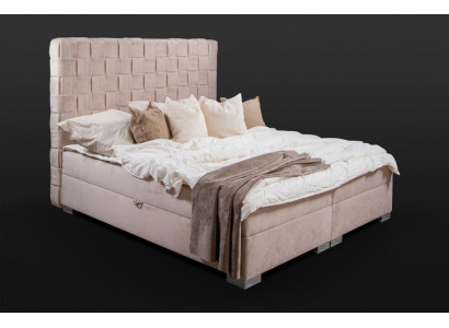 Beige slaapkamerbedden gestoffeerd bed Chesterfield textiel stof nieuw