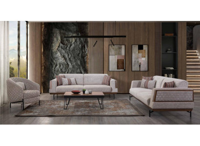Taupe bankstel 3+3+1 zits woonkamerset salontafel Moderne bankstellen