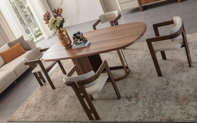 Modern eetkamerset Eettafel 4 stoelen Dressoir Spiegel Designmeubels