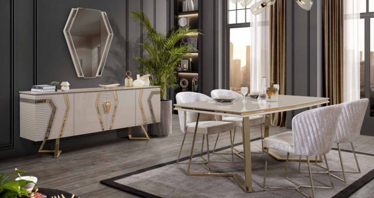 Ontwerper Witte Eetkamerset Eethoek Eettafel 4x Stoelen 7-delig