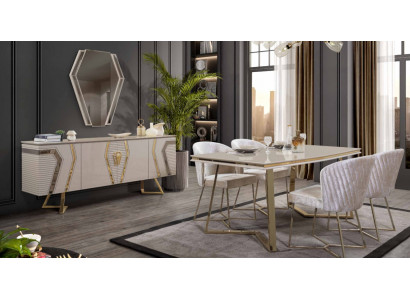 Ontwerper Witte Eetkamerset Eethoek Eettafel 4x Stoelen 7-delig