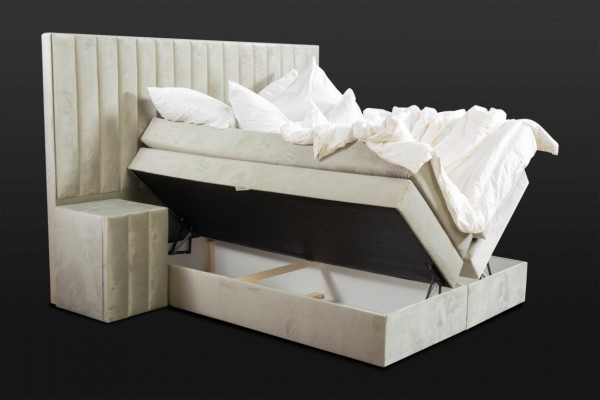 Modern taupe tweepersoonsbed met 2 nachtkastjes slaapkamer boxspringbed