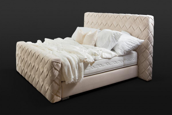 Beige tweepersoonsbed Moderne slaapkamermeubels Luxe stijlvol bed van stof