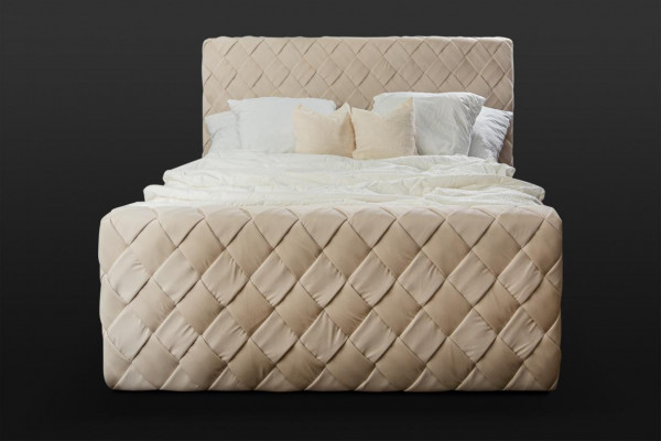 Beige tweepersoonsbed Moderne slaapkamermeubels Luxe stijlvol bed van stof