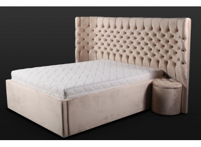 Beige Chesterfield tweepersoonsbed Moderne slaapkamer meubels Luxe bedden