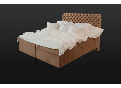 Bruine Chesterfield tweepersoons luxe boxspringbed slaapkamer bedden