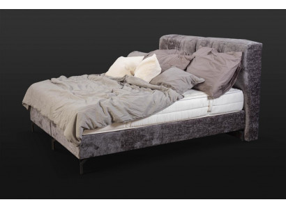 Grijze tweepersoonsbed Moderne slaapkamer meubels Designer textielbedden Nieuw