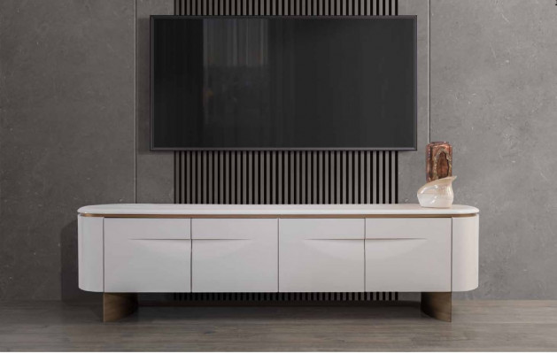 TV-standaard stijlvol RTV Lowboard woonwand dressoir Wit hout Modern ontwerp