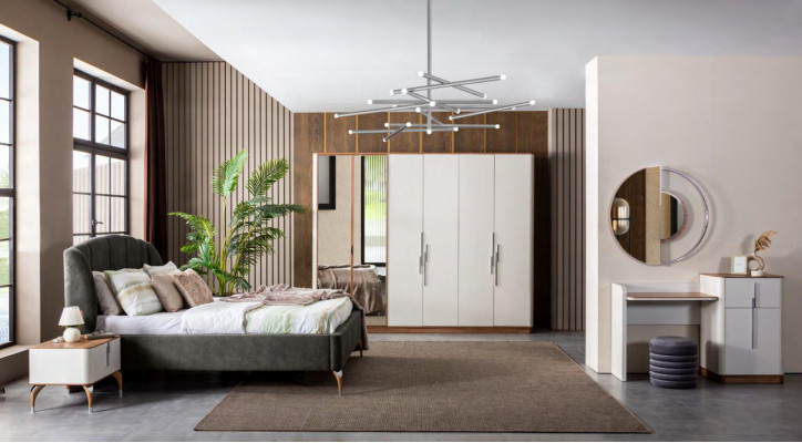 Slaapkamer set Luxe Compleet bed 2x Nachtkastje Kledingkast 4-delig Nieuw