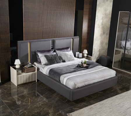Modern set slaapkamerbed 2x nachtkastjes 3-delige luxe complete set design