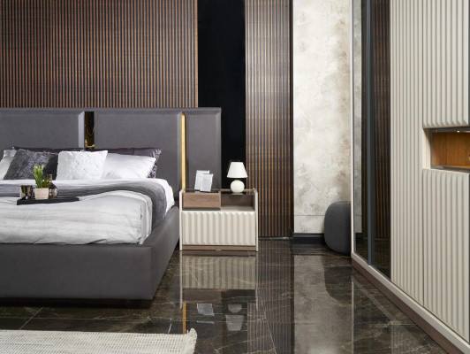 Modern set slaapkamerbed 2x nachtkastjes 3-delige luxe complete set design