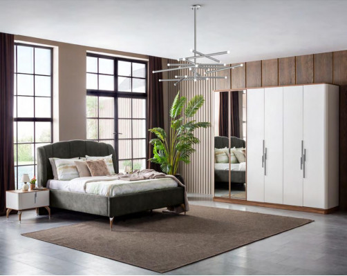 Bed Grijs Tweepersoonsbedden Modern Bedframe Luxe Design Bedframe Hout Nieuw