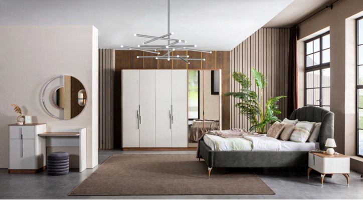 Bed Grijs Tweepersoonsbedden Modern Bedframe Luxe Design Bedframe Hout Nieuw
