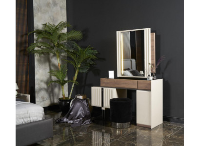 Modern design witte make-uptafel met spiegel luxe slaapkamermeubels 2-delig nieuw