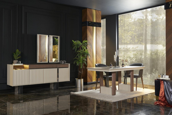 Moderne Beige Luxe Eettafel Keukentafel Rechthoekige Eettafel Tafel Nieuw