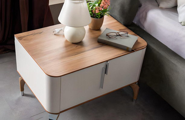 Slaapkamer luxe nachtkastje bijzettafel Ontwerp Modern nieuw Wit Hout