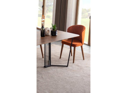 Stoel Oranje Eetkamer Modern Stoelen Bekleding Stof Ontwerp Luxe Hout Nieuw