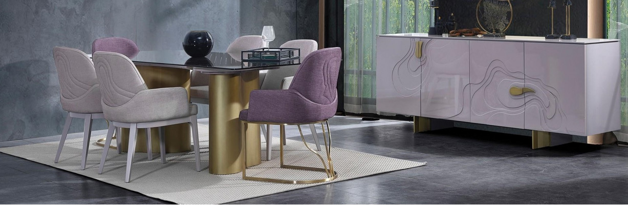 Eethoek Eetkamer meubels Eetgroep Eettafel Set Eetkamer 9-delig Roze Hout