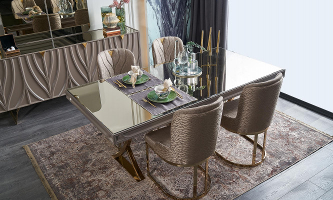 Eetgroep Eethoek Eetkamer Eettafel Hout Bruin Set 9-dlg Dressoir