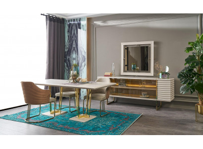 Eetkamer set Eethoek Eetkamer meubels Eettafel Eetkamer 9-delig Hout Beige